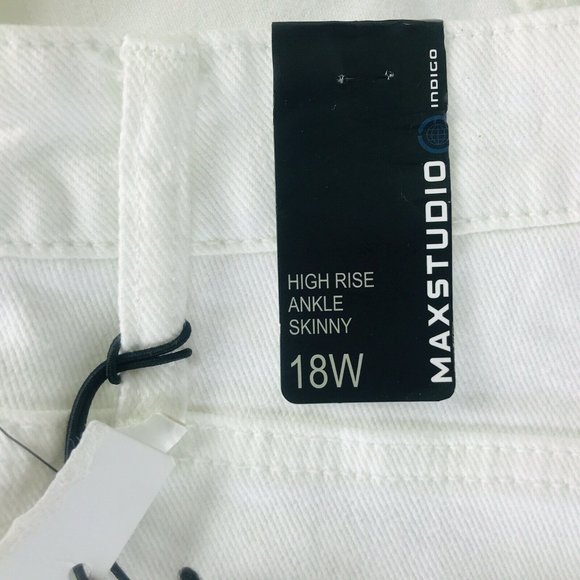 Max Studio Ankle Skinny Jeans White High Rise Indigo Plus 18W New - Picture 6 of 6